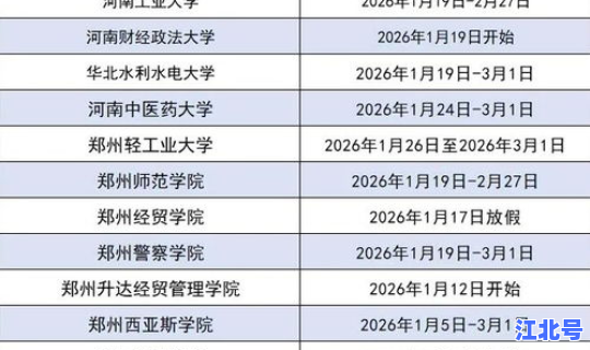 河南高校放假时间最新 河南高校