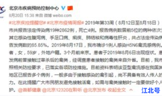 北京又确诊一例(北京确诊H5N6病例)